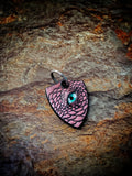 Dragon Keychain One Sided Leather -Metallic Pink