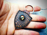 Dragon Keychain Hand Stitched Leather - Brown