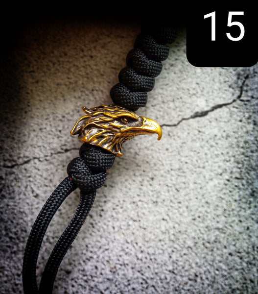 Paracord Lanyard with Solid Brass Eagle Bead -Large