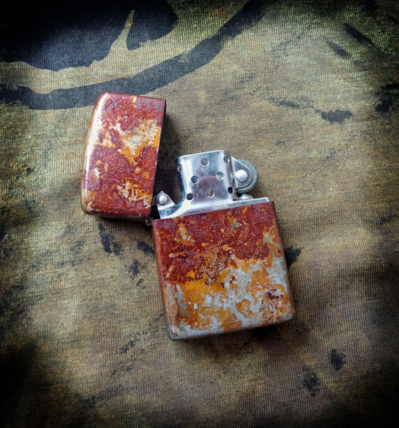 Zippo Style Trench Lighter With Rust Patina