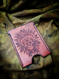 Leather Native American Skull Credit Card Sleeve