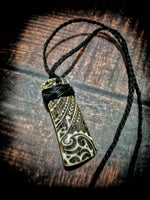 Large Maori Engraved Bone Necklace Pendant