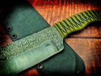 LARGE Flint Kanpped Texture Chopper Knife with Kydex Sheath