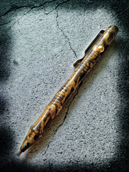 EDC Bolt Action Brass Pen With Shipwreck Patina -Large Inkpen Ballpen –  Ecos Knives