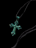 Solid Brass Cross Necklace with Patina and Braided Nylon cord