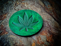 Cannabis Leaf Leather Drink Coaster 4inch -1piece