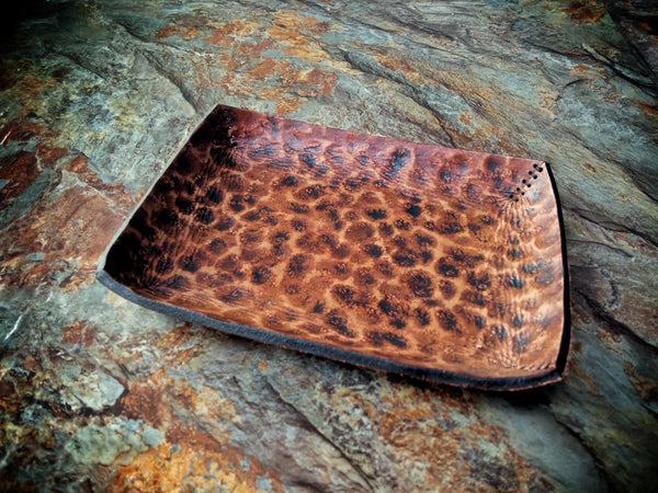 Hammered Finish Leather Valet Tray -Small