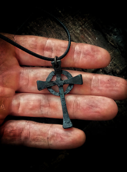 Steel / Iron Celtic Cross Blacksmith Pendant
