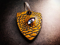 Dragon Keychain One Sided Leather - Yellow