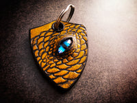 Dragon Keychain One Sided Leather - Yellow