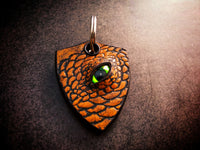 Dragon Keychain One Sided Leather - Brown
