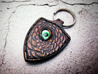 Dragon Keychain Hand Stitched Leather - Red W/Gold Wash