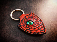 Dragon Keychain Hand Stitched Leather - Red