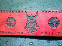 2" Viking Skull, Shields, & Runes Stamped Leather Bracelet