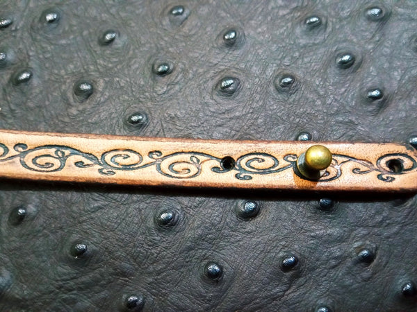 Narrow Stamped Leather Bracelet