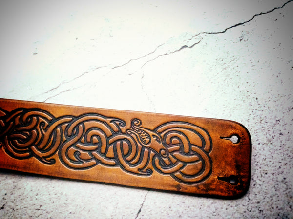 2" Celtic Dragon Leather Bracelet LARGE