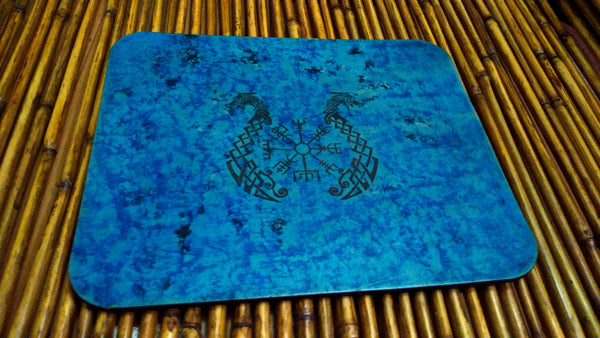 Vegvisir Viking Dragon Leather Mouse Pad