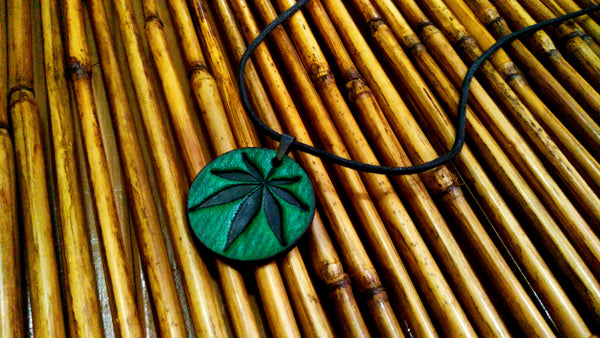 Marijuana Leaf Leather Necklace