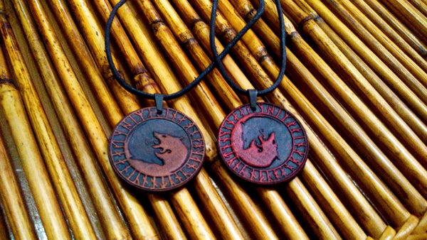 Viking Wolf Rune Leather Necklace