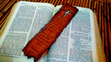 Weathered Cross Proverbs 31:8-9 Leather Bookmark