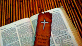 Weathered Cross Proverbs 31:6 Leather Bookmark