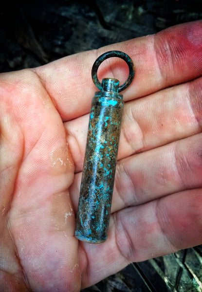 Brass Waterproof Pill Toothpick Container With Shipwreck Patina -Small
