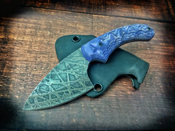 Acid Etched Tanto Knife with Kydex Sheath