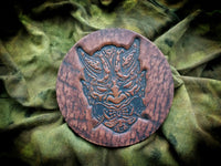 Oni Mask Leather Drink Coaster 4inch -1piece