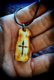 Tribal Bone Necklace Pendant With Christian Cross