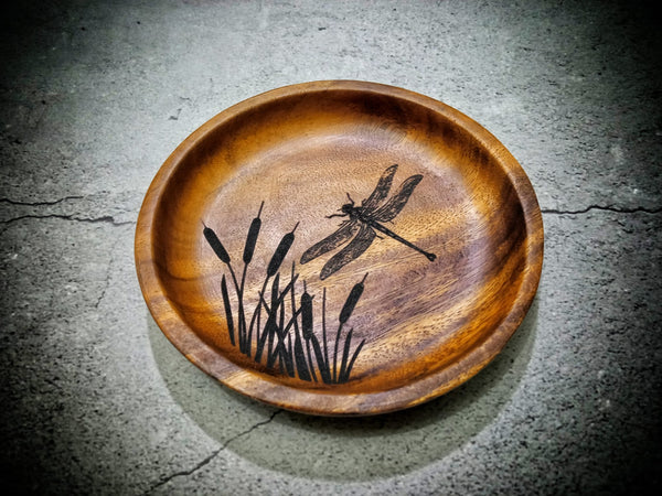 Dragonfly Acacia Wooden Valet Tray / Key Bowl
