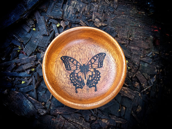 Butterfly Acacia Wooden Valet Tray / Key Bowl