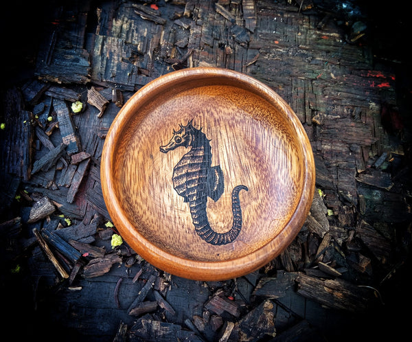 Seahorse Acacia Wooden Valet Tray / Key Bowl